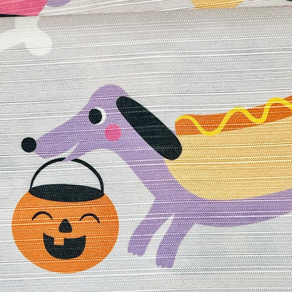 Halloween Cute Dogs in Costumes Fabric Shower Curtain with Hooks Pink Purple - Picture 5 of 15